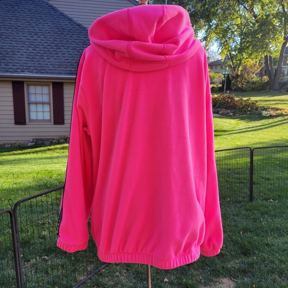 💥💥💥SALE 💥💥💥NWOT DKNY Sport Hot Pink Fleece Jacket W/Logo Tape Sleeves-3X - Picture 7 of 11